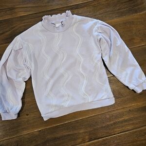 OPEN EDIT GIRL'S LILAC & WHITE SWIRLS LONG SLEEVED ORGANIC COTTON TOP SIZE 5